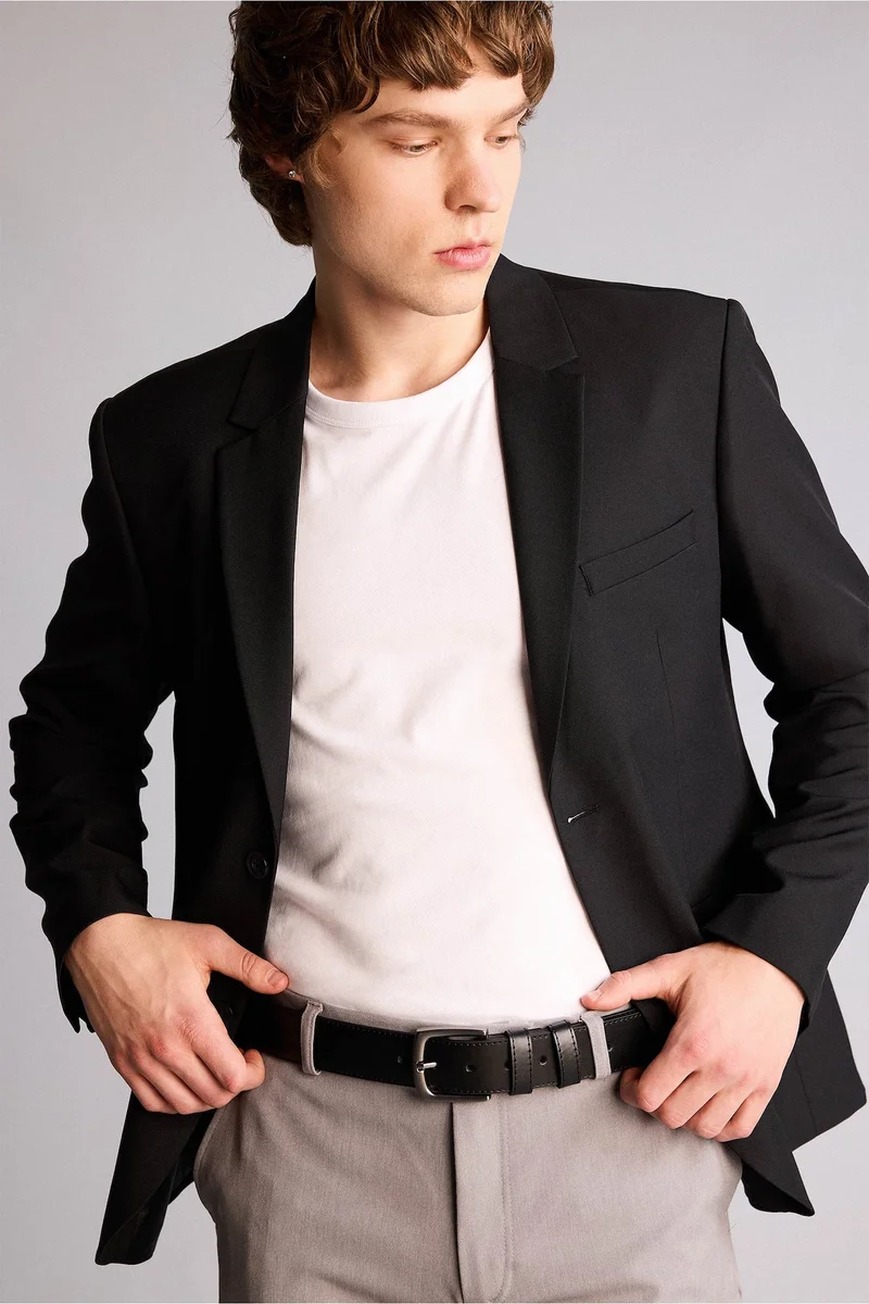 ديفاكتو Man Rectangle Clasp Faux Leather Jean Belt