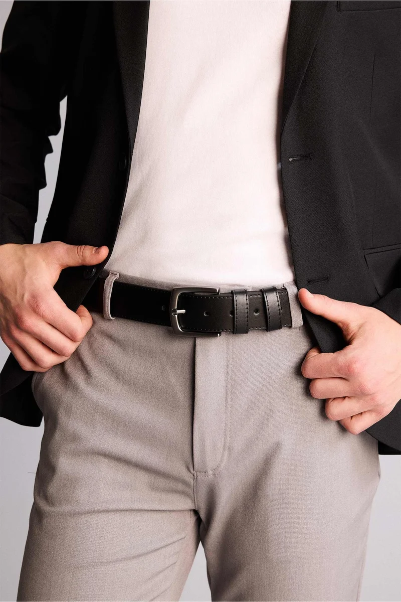 ديفاكتو Man Rectangle Clasp Faux Leather Jean Belt