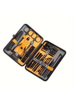 LDQ Black And Yellow Grooming Kit,Professional Manicure And Pedicure Set,Portable Travel Case With Nail Clippers.Sciossors.Tweezers,Ear Pick Tools & More,Personal Care Accessories  - Image 4
