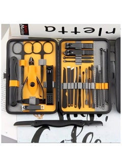LDQ Black And Yellow Grooming Kit,Professional Manicure And Pedicure Set,Portable Travel Case With Nail Clippers.Sciossors.Tweezers,Ear Pick Tools & More,Personal Care Accessories  - Image 3