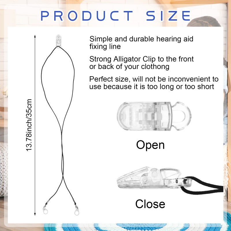 Flutesan 3 Pieces Hearing Aids Clip Holder Portable Hang Rope Anti-lost Rope Amplifier Lanyard Clips and Hearing Aid Case Accessories Security Clip Fixation Cord for Hearing for Hearing Amplifiers  - Image 3