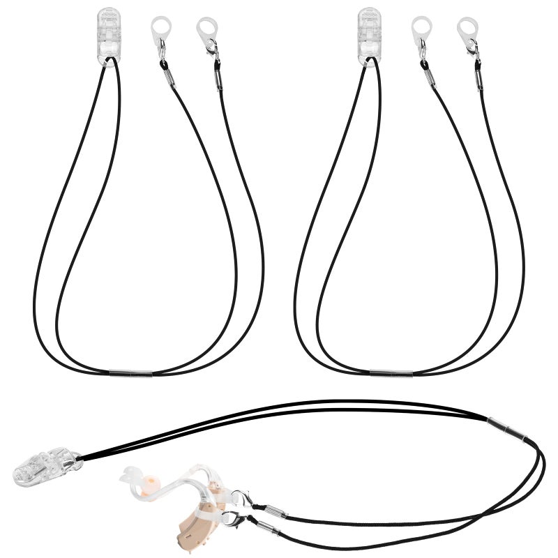 Flutesan 3 Pieces Hearing Aids Clip Holder Portable Hang Rope Anti-lost Rope Amplifier Lanyard Clips and Hearing Aid Case Accessories Security Clip Fixation Cord for Hearing for Hearing Amplifiers  - Image 1