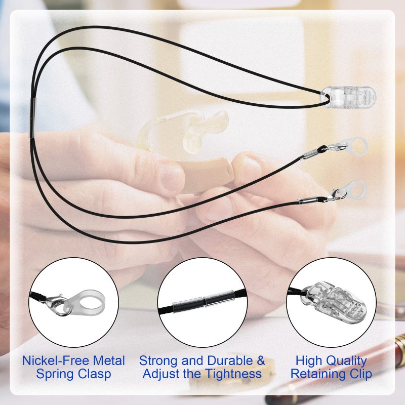 Flutesan 3 Pieces Hearing Aids Clip Holder Portable Hang Rope Anti-lost Rope Amplifier Lanyard Clips and Hearing Aid Case Accessories Security Clip Fixation Cord for Hearing for Hearing Amplifiers  - Image 2
