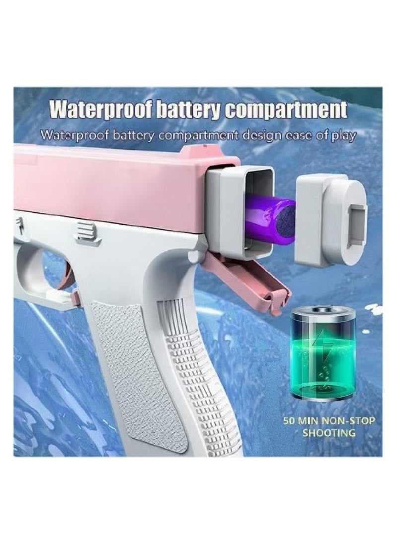 Electric water gun, automatic Glock water gun for kids and adults, beach and pool water gun for summer play (pink)