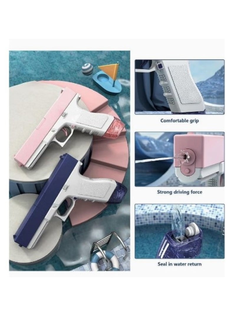 Electric water gun, automatic Glock water gun for kids and adults, beach and pool water gun for summer play (pink)