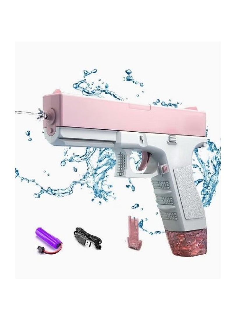 Electric water gun, automatic Glock water gun for kids and adults, beach and pool water gun for summer play (pink)