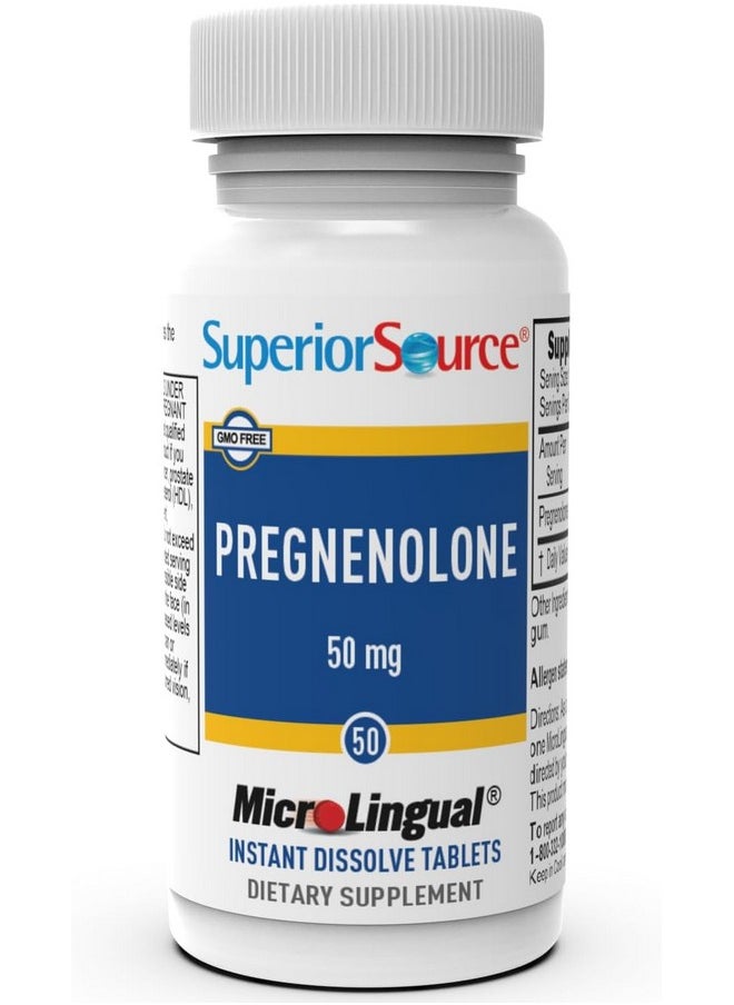 Superior Source Superior Source Pregnenolone 50 mg - Brain Health Support Supplement - Hormonal Health Support for Women & Men - Formula Aids Immune Health & Memory - 50 Instant Dissolve Tablets  - Image 3