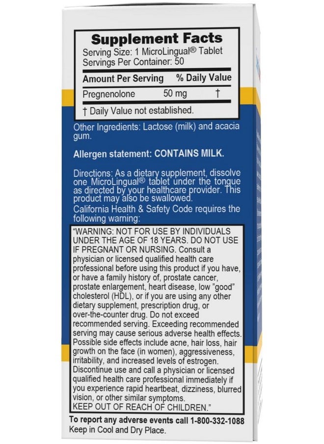 Superior Source Superior Source Pregnenolone 50 mg - Brain Health Support Supplement - Hormonal Health Support for Women & Men - Formula Aids Immune Health & Memory - 50 Instant Dissolve Tablets  - Image 4