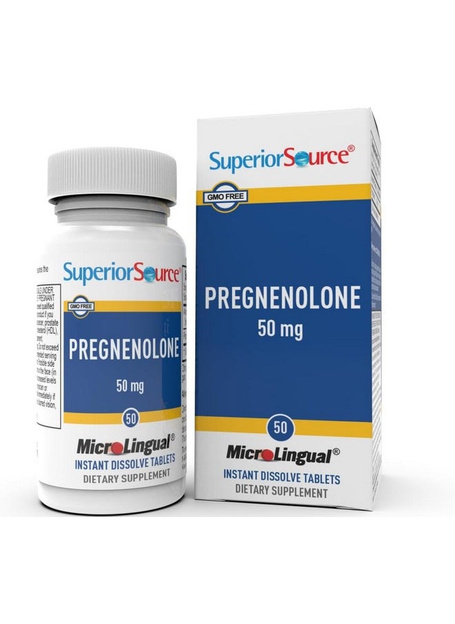 Superior Source Superior Source Pregnenolone 50 mg - Brain Health Support Supplement - Hormonal Health Support for Women & Men - Formula Aids Immune Health & Memory - 50 Instant Dissolve Tablets  - Image 1