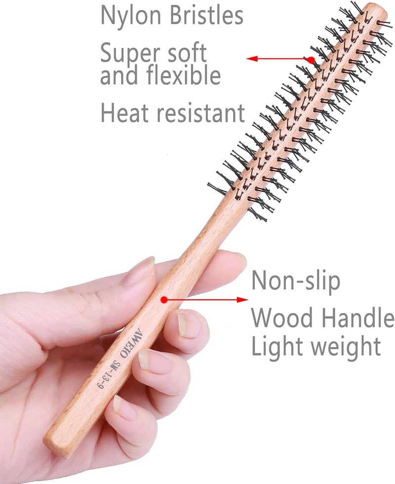 PERFEHAIR فرشاة مستديرة صغيرة للشعر القصير، أسطوانة كواف صغيرة بحجم 1 بوصة للنساء والرجال، مثالية للشعر الخفيف، الغرة، اللحية، التصفيف، الرفع، التجعيد - Image 3