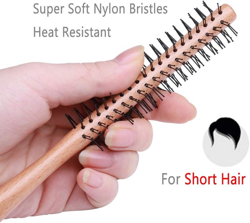 PERFEHAIR فرشاة مستديرة صغيرة للشعر القصير، أسطوانة كواف صغيرة بحجم 1 بوصة للنساء والرجال، مثالية للشعر الخفيف، الغرة، اللحية، التصفيف، الرفع، التجعيد - Image 4
