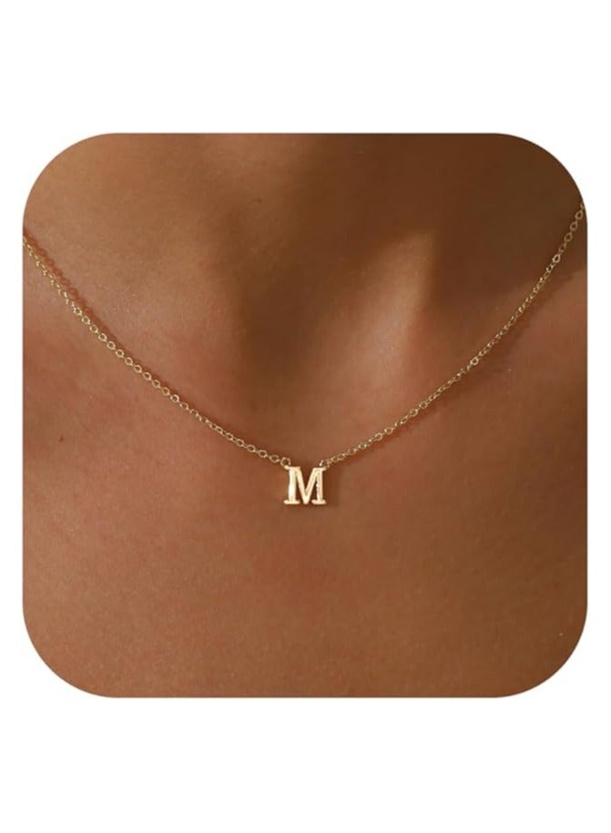 Radwa Azam Initial Necklace for Women, 18k Gold Plated Dainty Gold Letter Necklace, Personalized Initial Pendant Necklace Gold Choker Necklace for Women - Image 1