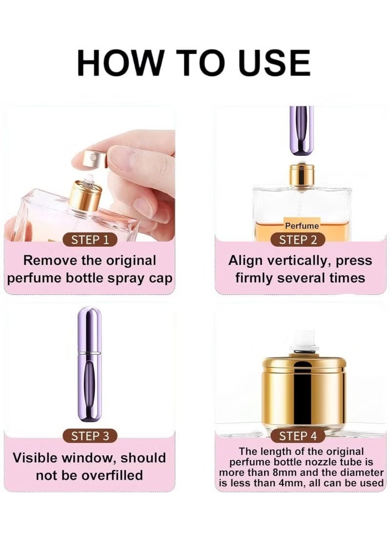 Shein Portable Refillable Perfume Atomizer Set, 10ml Travel Size, 4-Pack, Multi-Colour Metallic Finish - Image 5