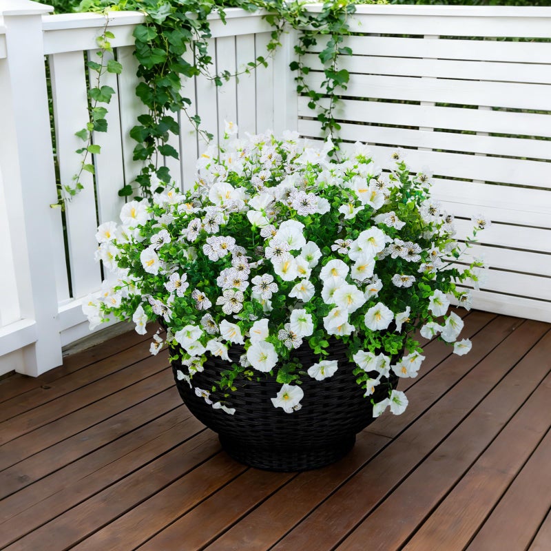 Hrobek Artificial Flowers for Outdoors Faux Plants Outside Indoor,Realistic UV Resistant Silk Fake Daisy Morning Glory for Home Patio Garden Back Yard Front Porch Decor Spring Summer(12 Bunches,White) - Image 4