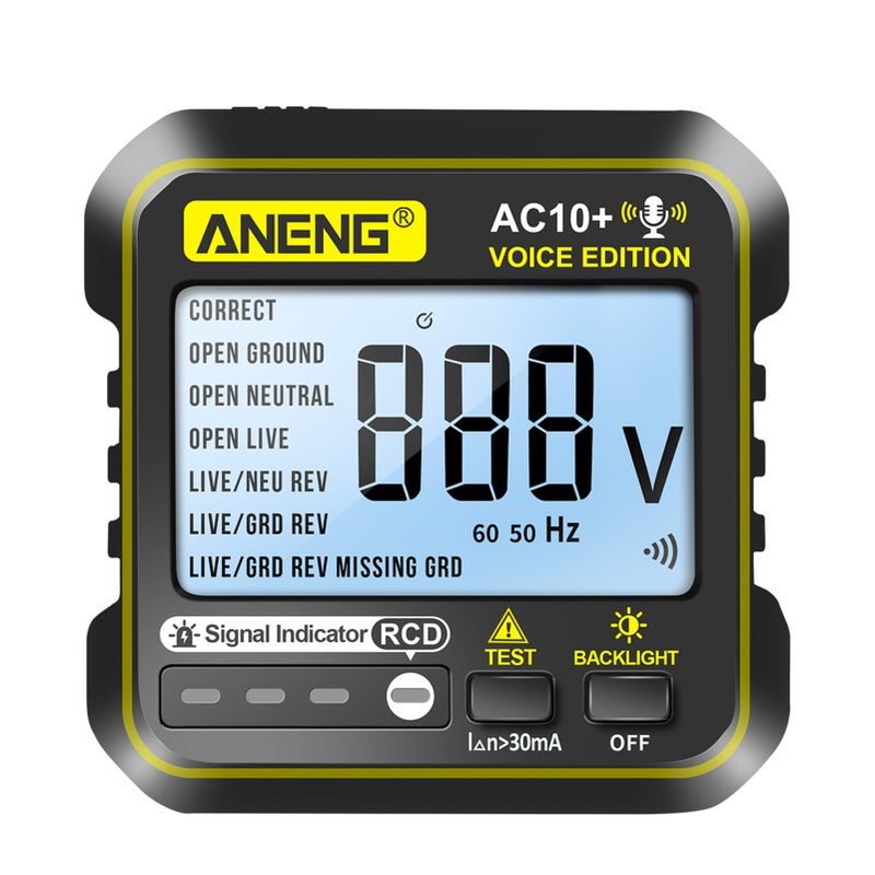 ANENG Multi-function Voice Broadcast Socket Tester Leakage Protection Socket Polarity Detection Socket Phase Meter RCD 220V For US/EU Plug Multimeter Digital Tester Home Tools - Image 1