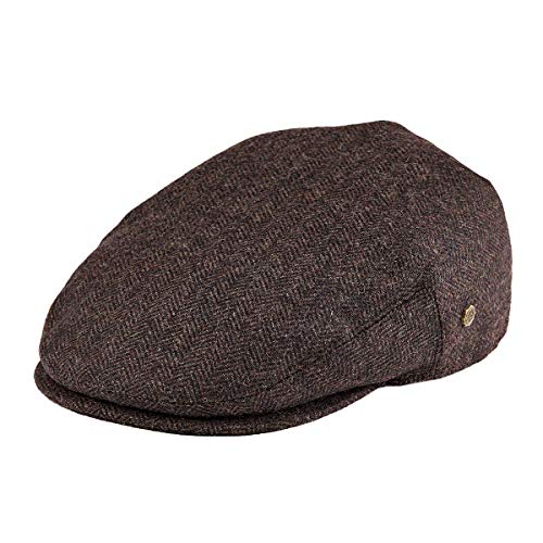 VOBOOM Men's Herringbone Flat Ivy Newsboy Hat Wool Blend Gatsby Cabbie Cap (Coffee, 7 5/8) - Image 1