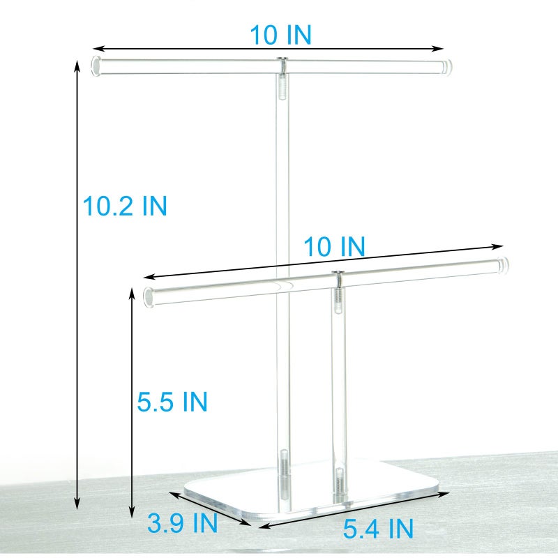 lengnoyp Premium Jewelry Stand , Solid Clear 2-Tier Acrylic Jewelry Organizer Stand & Bracelet holder Stand for Necklace Display, Ring & Watch Display - Image 4