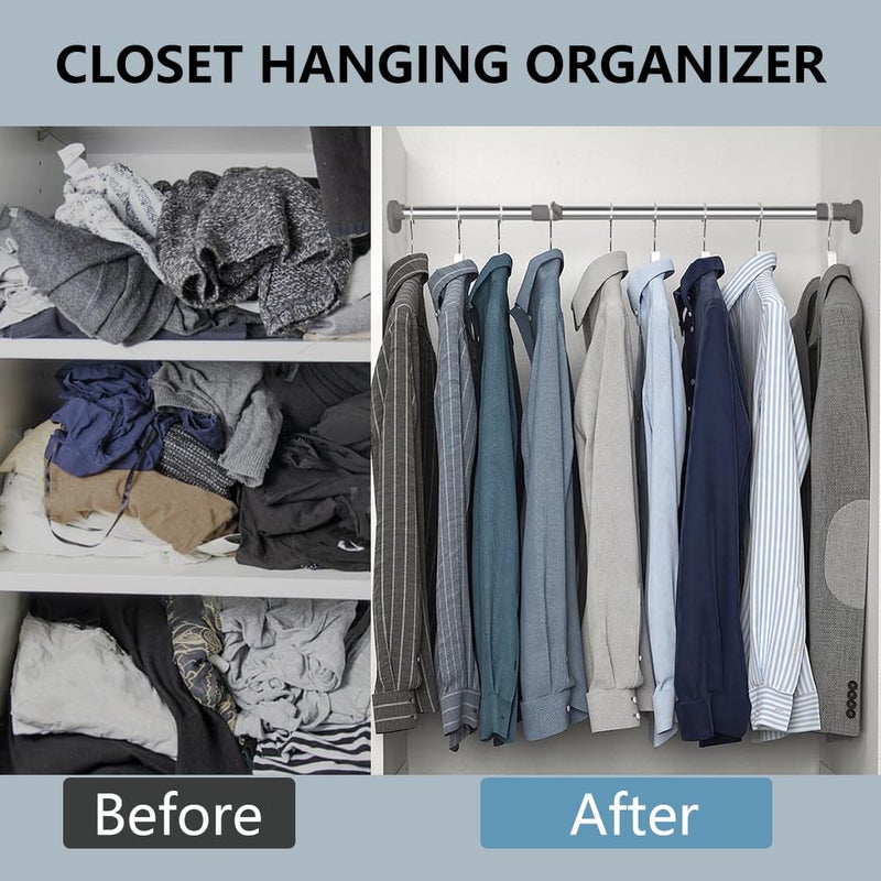 Hershii ستارة دش قابلة للتوسيع من هيرشي مع قضيب توتر برأس بيضاوي لتعليق الملابس على القضيب للدواليب، بدون حفر، بقطر أنبوب 25.4 مم - Image 3