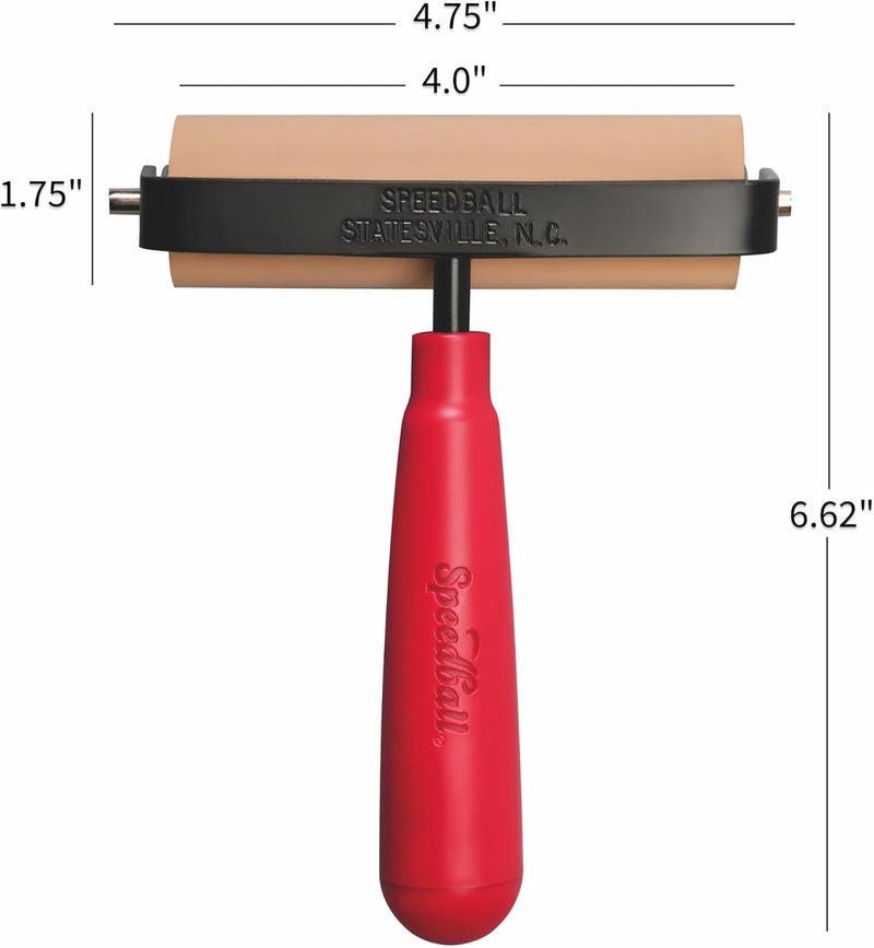 Speedball Deluxe Soft Rubber Brayer - 4 Inch Roller with Heavy Duty Steel Frame - Image 4
