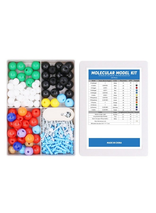 Swpeet Swpeet 200 Pcs Molecular Model Kit for Organic and Inorganic Chemistry, Chemistry Molecular Model Student and Teacher Set - 83 Atoms & 116 Links & 1 Short Link Remover Tool  - Image 5