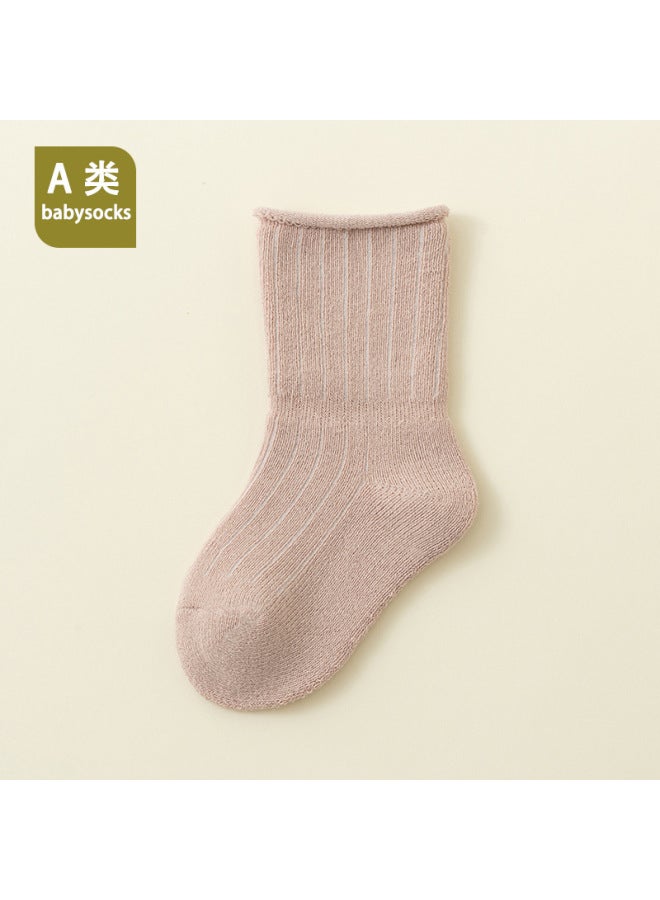 Of Autumn And Winter Terry Thickeneded Baby Mid-tube Loose Mouth Type A Cotton Floor Socks For Newborn Infants And Young Children 6