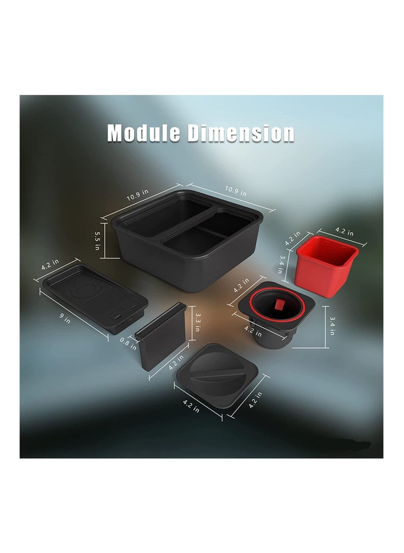 Generic - Cup Holder Tray with Wireless Power Bank Sofa Caddy with Self Balancing Cup Holder & Snack Cup Sofa Armrest Table Tray USB A+C Port - Image 1