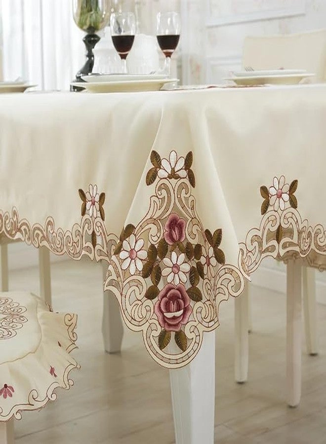 MONKDECOR (O.F Satin Embroidery Cut Work 6 Seater Table Cover (Size- 60x90 Inches)- Design 4 - Image 2