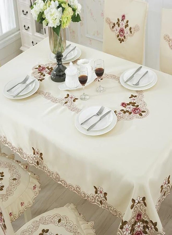 MONKDECOR (O.F Satin Embroidery Cut Work 6 Seater Table Cover (Size- 60x90 Inches)- Design 4 - Image 4