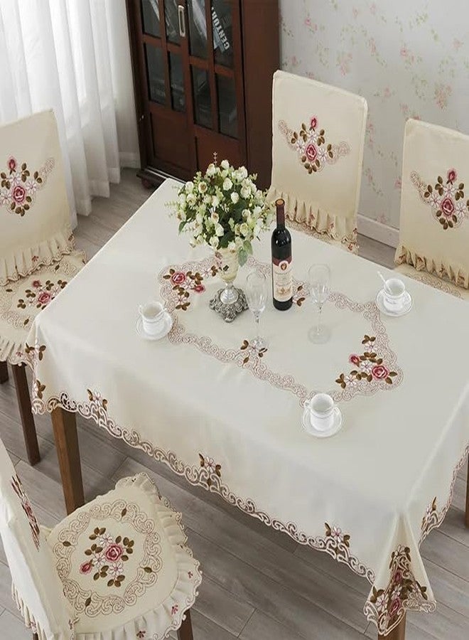 MONKDECOR (O.F Satin Embroidery Cut Work 6 Seater Table Cover (Size- 60x90 Inches)- Design 4 - Image 3