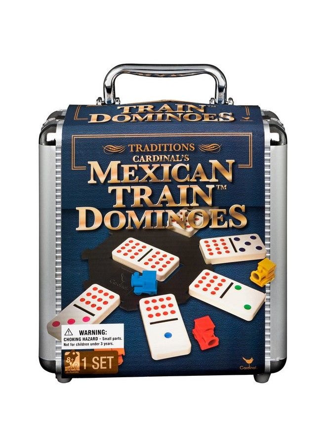SPIN MASTER - Mexican Train Dominoes Set Tile Board Game In Aluminum Carry Case With Colorful Trains For Family Game Night For Adults And Kids Ages 8 And Up - Image 1
