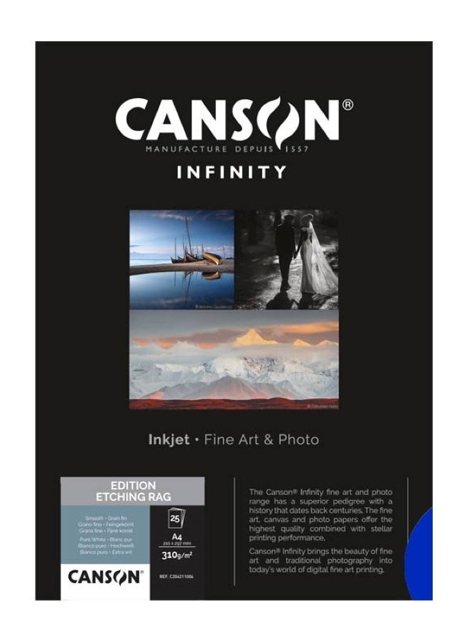 CANSON - Infinity Edition Etching Rag Smooth Grain Fin A4 25 Sheets - Image 1