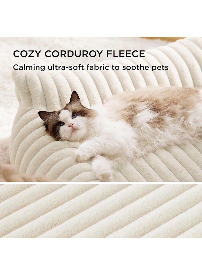 L&E Cute Cat Couch for Pets - Fluffy Cat Sofa with Premium Soft Corduroy Fleece, Fuzzy Cat Couch Bed with Removable Washable Cover, Supportive Cat Chair for Indoor Cats, 61 * 45 * 25 - Image 3