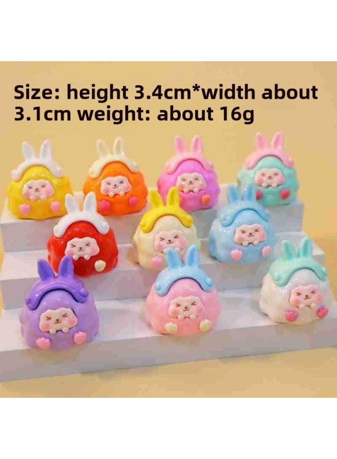 Shake The Sound Of Live Explosions Push Push Music Remove Blind Bag To Touch Resin Ornaments Three-dimensional Plane Miniature Small Animal Adorable Grains-Color:[solid Color] Hooded Kk-Specifications:Bulk (single) - Image 1