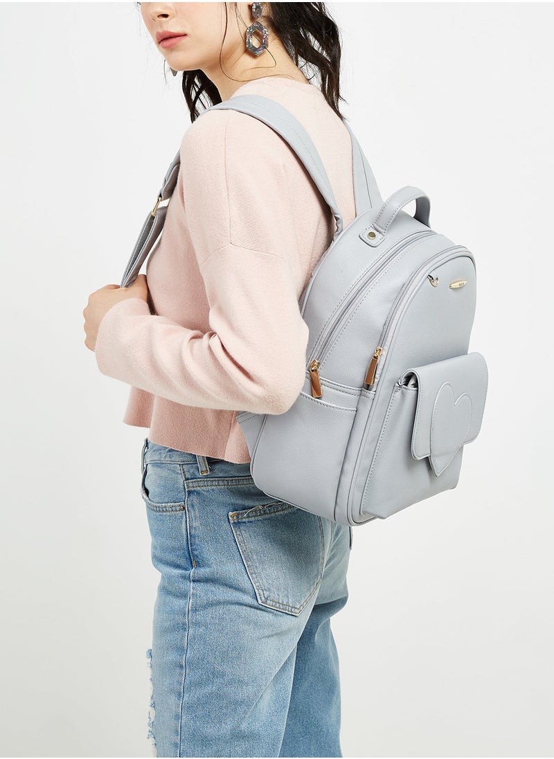 NIBEMINENT - Faux Leather Backpack Grey - Image 1