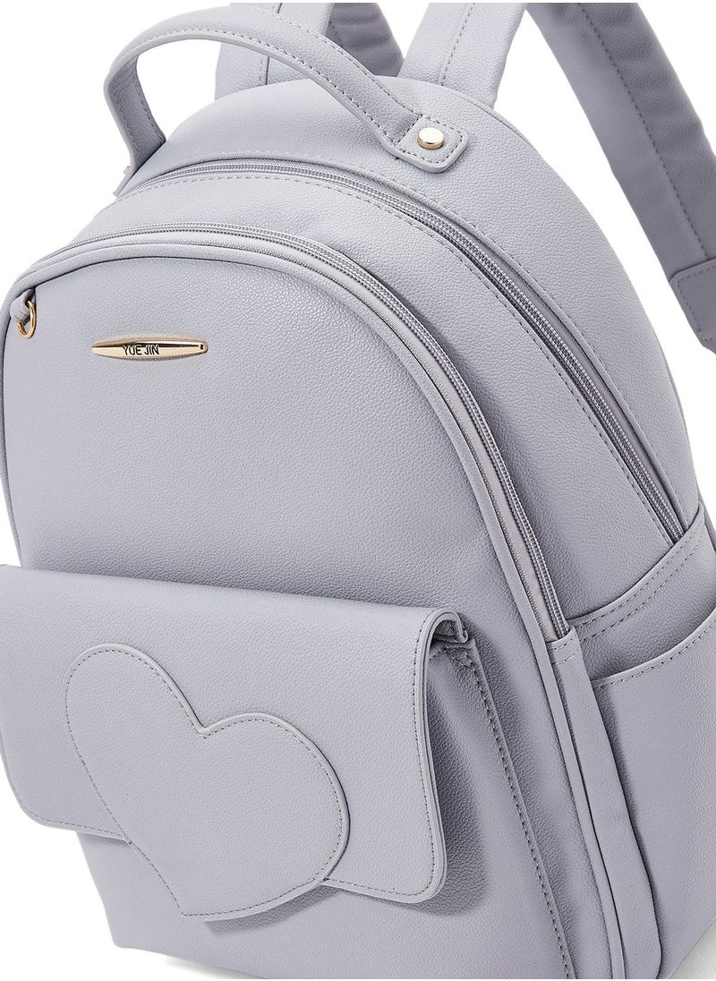 NIBEMINENT - Faux Leather Backpack Grey - Image 1