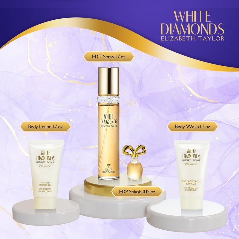 Elizabeth Taylor White Diamonds Perfume for Women EDT 4 Piece Gift Set 1.7 Ounce - Image 2