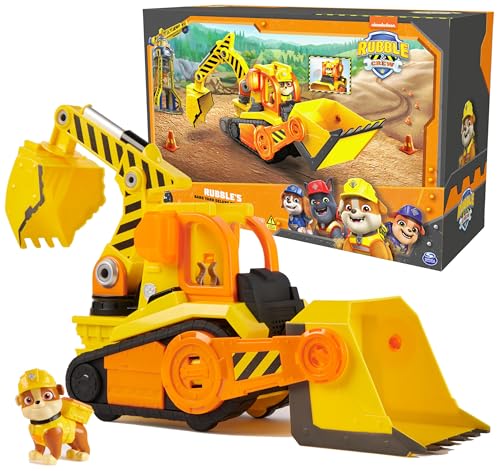 Rubble & Crew Rubble  Crew Bark Yard Deluxe Bulldozer Construction Truck Toy with Lights Sounds  Rubble Action Figure Kids Toys for Boys  Girls Ages 3 - Image 1