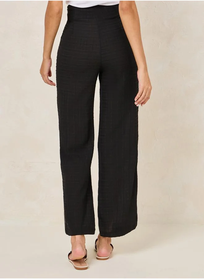 Styli Textured Seersucker Straight Fit Pants