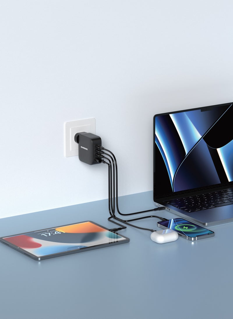 ريفرسونج شاحن PowerKub140 السريع 140 واط GaN، PD 3.1، 3 منافذ Type-C ومنفذ USB-A واحد، شريحة ذكية، حماية متعددة، توافق واسع مع iPhone وMacBook وiPad وSamsung والمزيد - أسود - Image 2