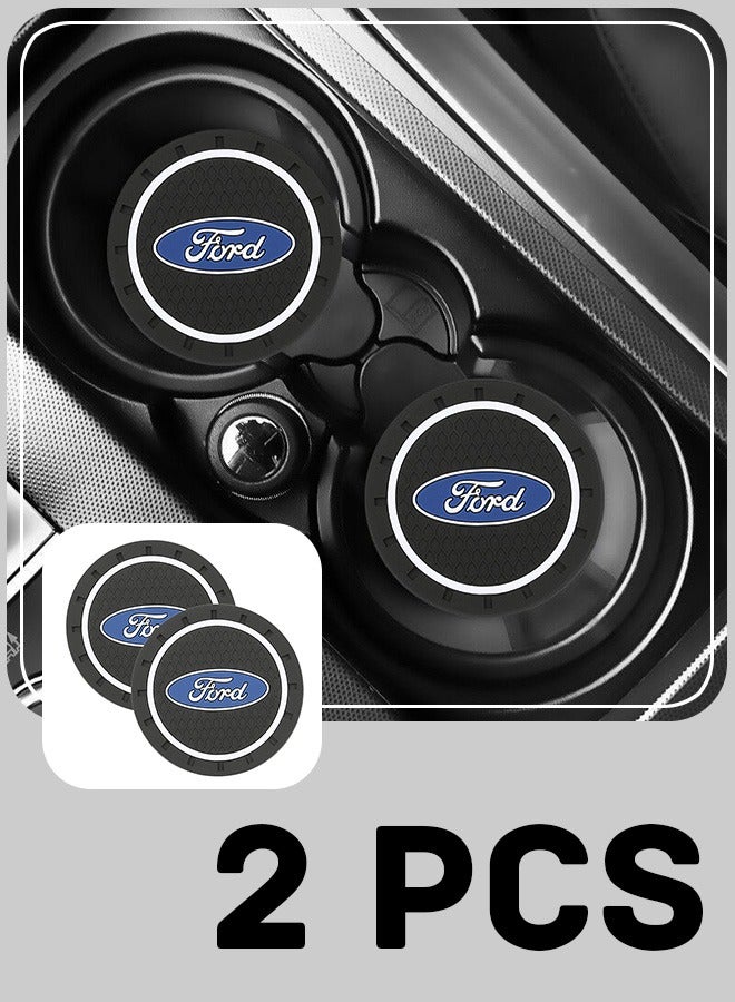 الضفدع الحقيقي 2 قطعة قاعدة الأكواب للسيارة فورد حامل أكواب مانع للانزلاق مدمج في الحلي قاعدة أكواب بلاستيكية ملحقات السيارة الداخلية حصيرة سوداء - Image 1