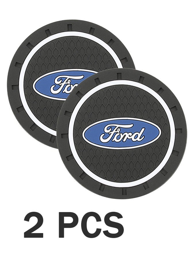 الضفدع الحقيقي 2 قطعة قاعدة الأكواب للسيارة فورد حامل أكواب مانع للانزلاق مدمج في الحلي قاعدة أكواب بلاستيكية ملحقات السيارة الداخلية حصيرة سوداء - Image 2