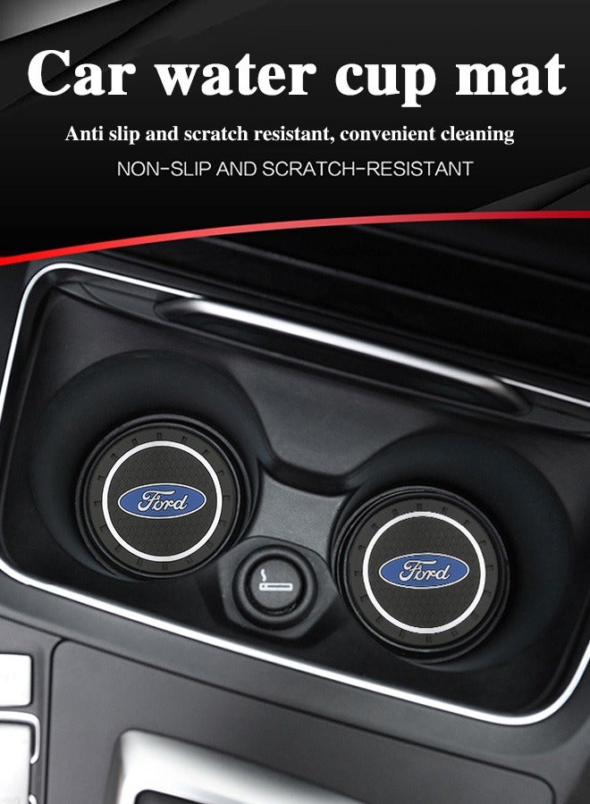الضفدع الحقيقي 2 قطعة قاعدة الأكواب للسيارة فورد حامل أكواب مانع للانزلاق مدمج في الحلي قاعدة أكواب بلاستيكية ملحقات السيارة الداخلية حصيرة سوداء - Image 3