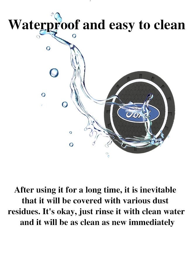 الضفدع الحقيقي 2 قطعة قاعدة الأكواب للسيارة فورد حامل أكواب مانع للانزلاق مدمج في الحلي قاعدة أكواب بلاستيكية ملحقات السيارة الداخلية حصيرة سوداء - Image 4