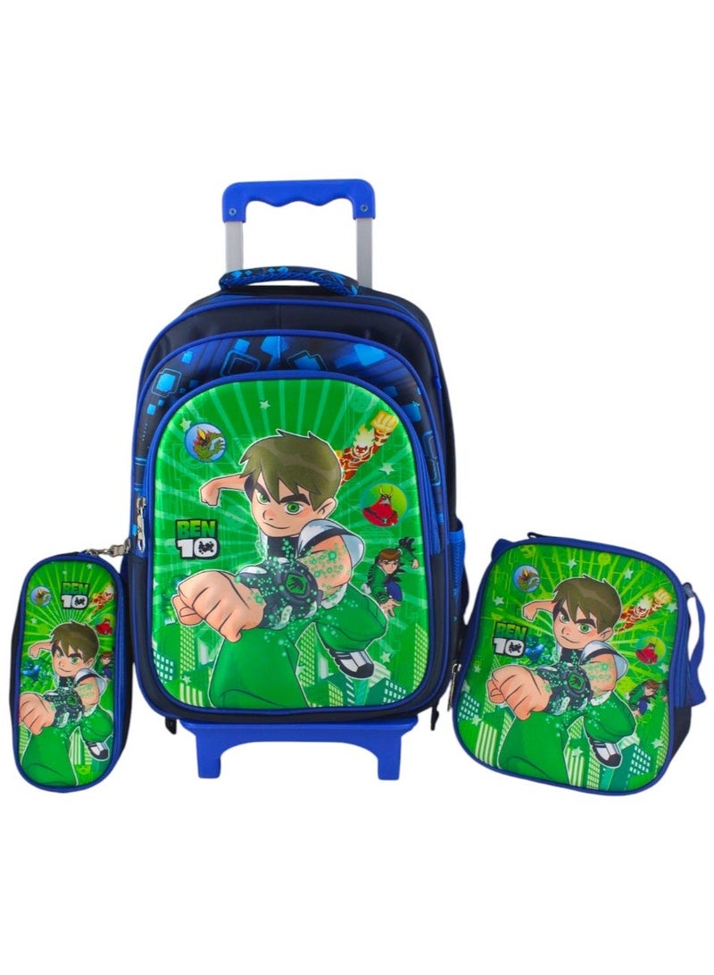 Ben 10 5-Piece School Bag Set - 17 Inch Backpack with Trolley, Lunch Box, Pencil Case, and Water Bottle - Image 4