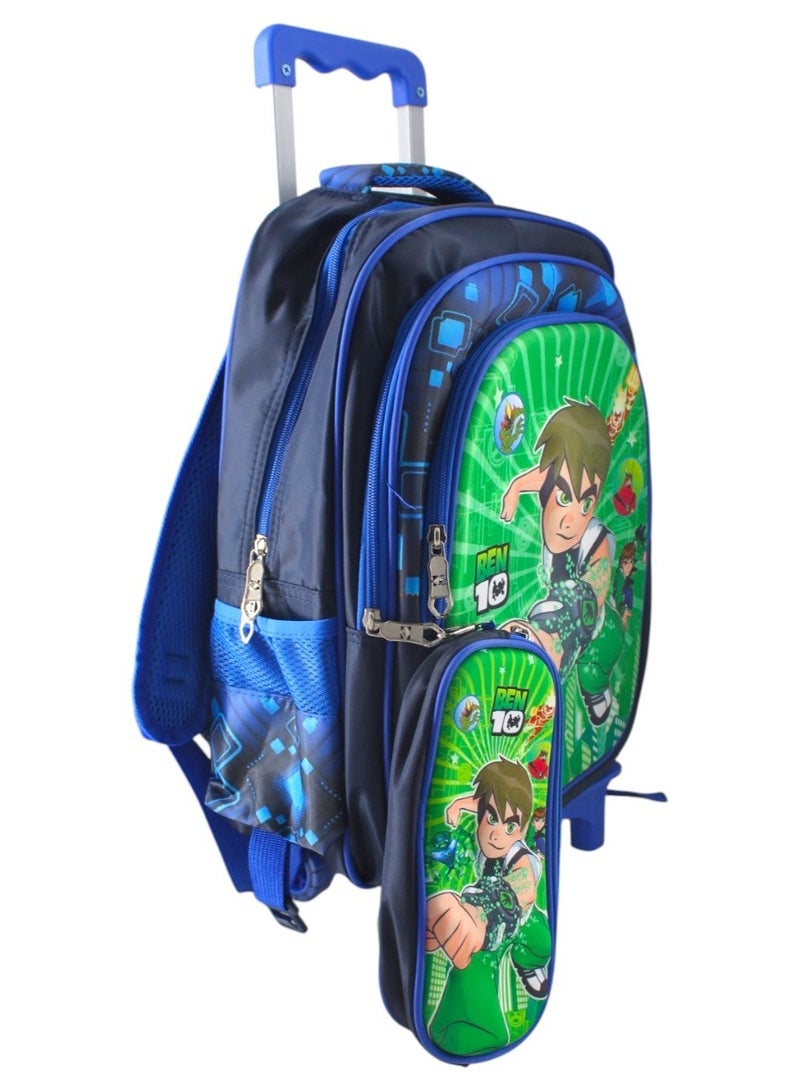 Ben 10 5-Piece School Bag Set - 17 Inch Backpack with Trolley, Lunch Box, Pencil Case, and Water Bottle - Image 5