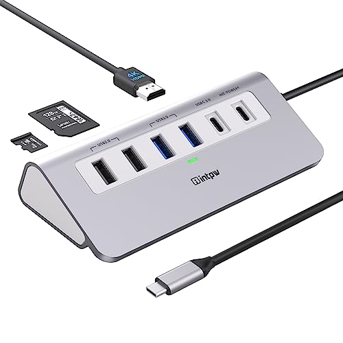 intpw USB C Hub, INTPW 9-in-1 USB C Hub Multiport Adapter with 4K HDMI, PD 100W, Type-C and 2 USB A 3.0 5Gbps, 2 USB A 2.0, SD/TF Card Reader, Aluminum USB Hub for Laptop, iPhone 16/15 Series, MacBook, iPad - Image 1