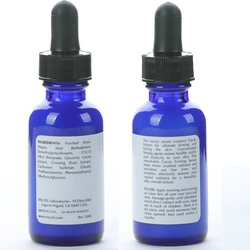 REXSOL Caviar Firming Serum | With Aloe Vera, Caviar Extract & Ginseng Root Extract | Helps renew youthful radiance and smooths out fine lines and wrinkle | For all skin types. (30 ml / 1 fl oz) - Image 5