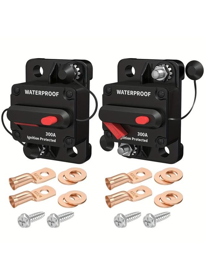 300A 2PCS IP67 Circuit Breaker Auto Reset Fuse 12V DC Marine Grade For Boat RV Truck Solar - Image 1