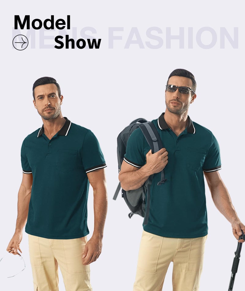 ZITY 6 Pack Men Polo Shirts Short Sleeve with Pocket Wicking Shirts for Men Casual Collared T-Shirts 8.3 Per Piece - Image 4