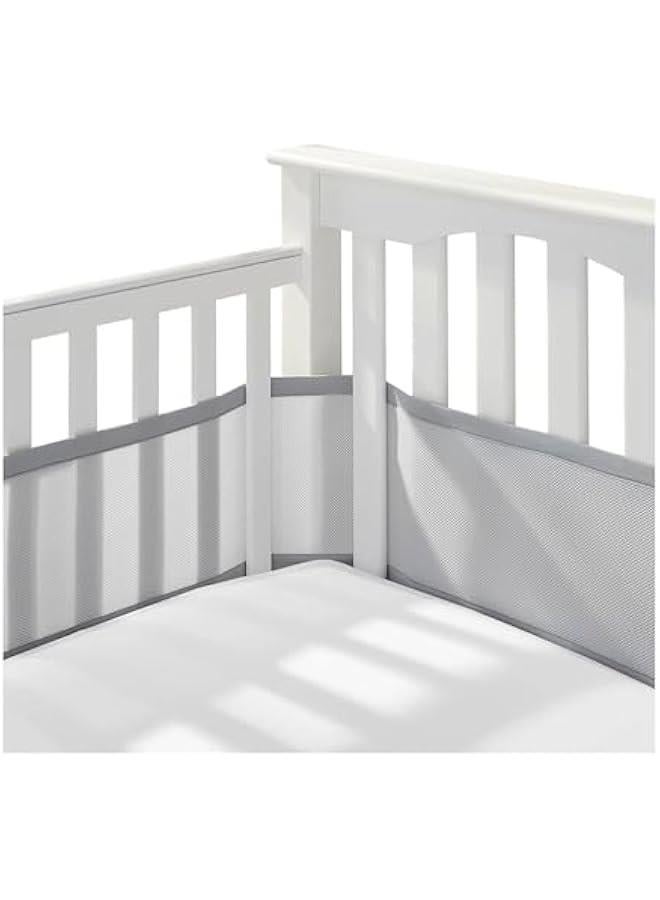 HOOKOR Cot Bumper - Breathable Crib Cushion Bumpers Pads, Mesh Liner for Full-Size Cribs, Baby Crib liner Safe Cushioned Protective Pads for Newborn Toddlers Boys Girls (Grey) - Image 1